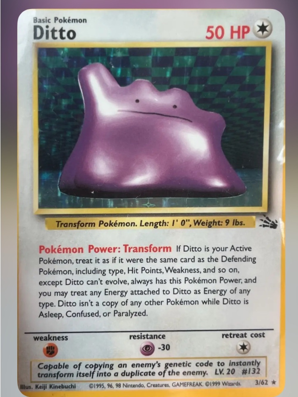 Ditto Pokémon Holo Trading Card - Purple